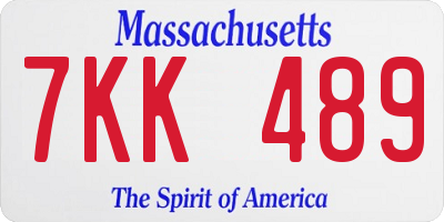MA license plate 7KK489