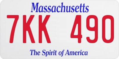MA license plate 7KK490