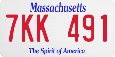 MA license plate 7KK491