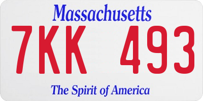 MA license plate 7KK493