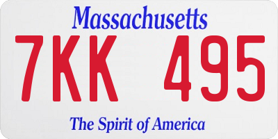 MA license plate 7KK495