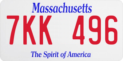MA license plate 7KK496