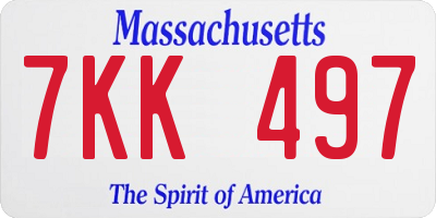 MA license plate 7KK497