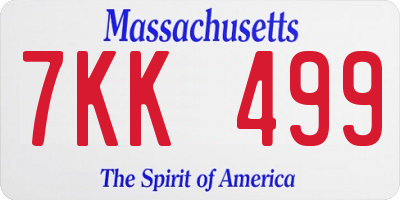 MA license plate 7KK499