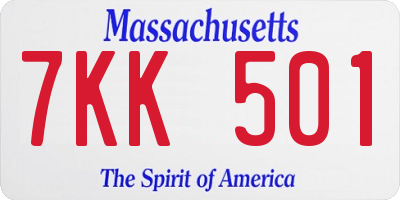 MA license plate 7KK501