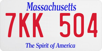 MA license plate 7KK504