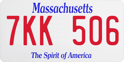 MA license plate 7KK506