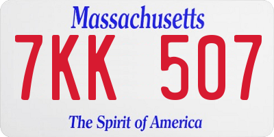 MA license plate 7KK507