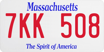 MA license plate 7KK508