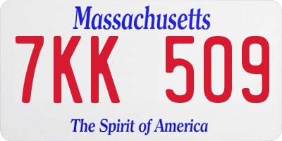 MA license plate 7KK509