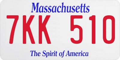 MA license plate 7KK510