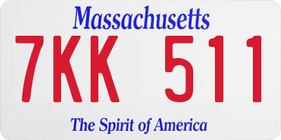 MA license plate 7KK511
