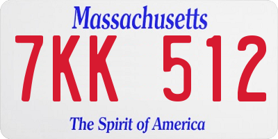 MA license plate 7KK512