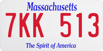 MA license plate 7KK513