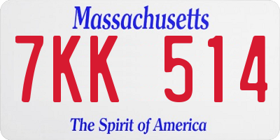 MA license plate 7KK514