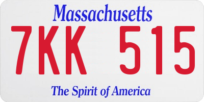 MA license plate 7KK515