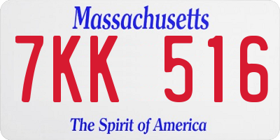 MA license plate 7KK516