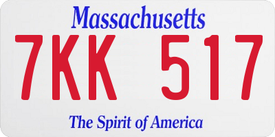 MA license plate 7KK517