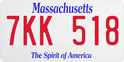 MA license plate 7KK518