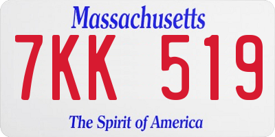 MA license plate 7KK519