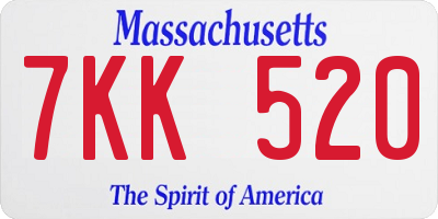 MA license plate 7KK520