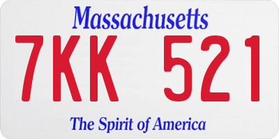 MA license plate 7KK521