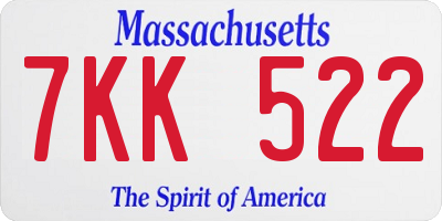 MA license plate 7KK522