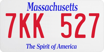 MA license plate 7KK527