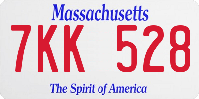 MA license plate 7KK528