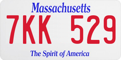 MA license plate 7KK529