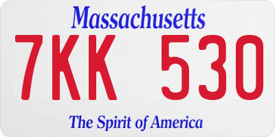 MA license plate 7KK530