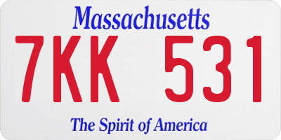 MA license plate 7KK531