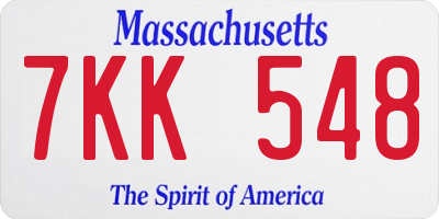 MA license plate 7KK548