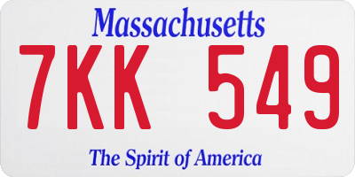 MA license plate 7KK549
