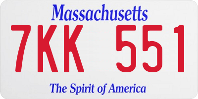 MA license plate 7KK551
