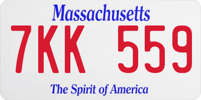 MA license plate 7KK559