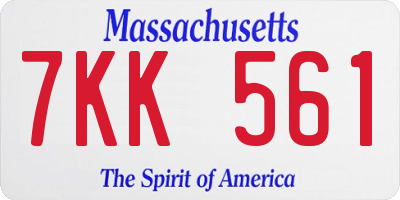MA license plate 7KK561