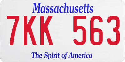 MA license plate 7KK563