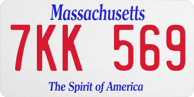 MA license plate 7KK569