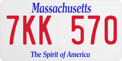 MA license plate 7KK570