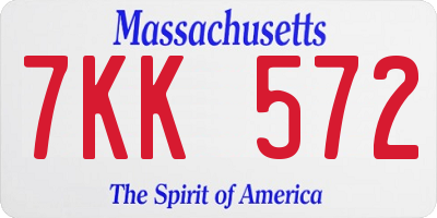 MA license plate 7KK572