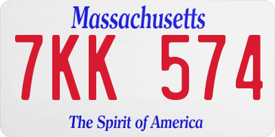 MA license plate 7KK574