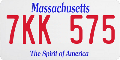 MA license plate 7KK575