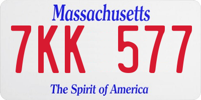 MA license plate 7KK577
