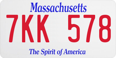 MA license plate 7KK578