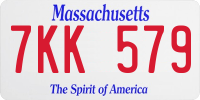 MA license plate 7KK579