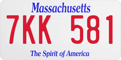 MA license plate 7KK581
