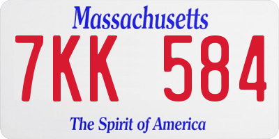 MA license plate 7KK584