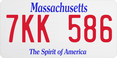 MA license plate 7KK586