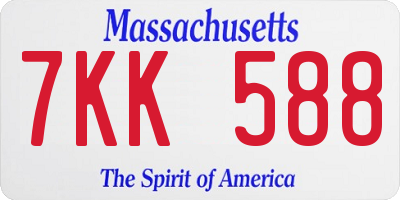 MA license plate 7KK588